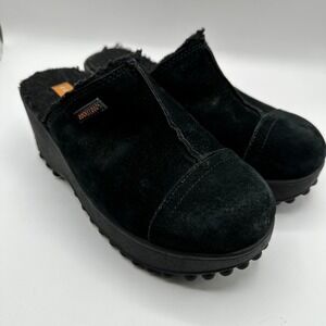 Rocket Dog Black Suede Wedge Mules with Fur Lining‎ Comfort Shoes Womens Size 7